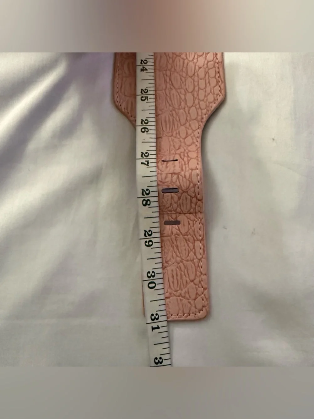 Light pink croc embossed PU leather elastic waistband belt